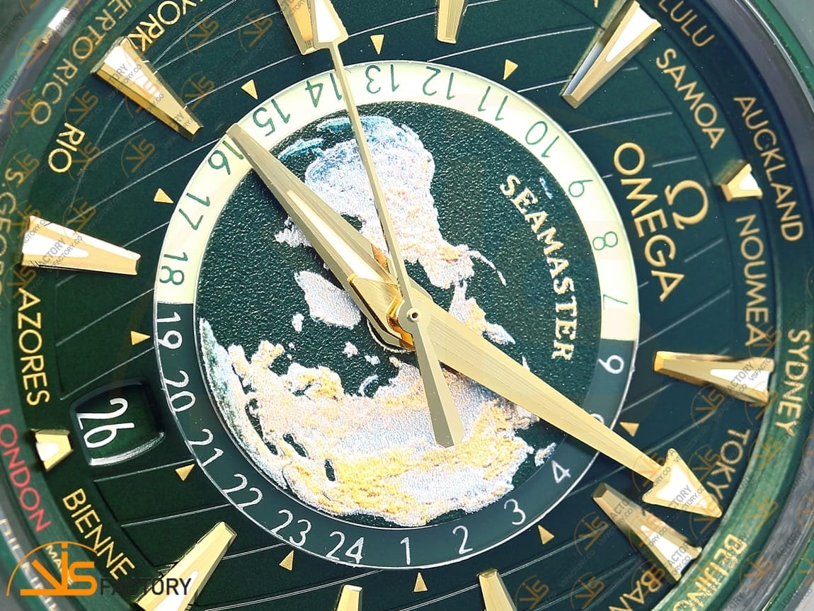 VSFactory (VSF) Omega Aqua Terra Worldtimer 43mm Green Ceramic Dial Steel A8938 Movement - 图片 8
