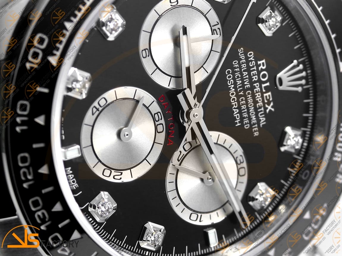 VS Factory Rolex Daytona 126519 Black Silver Diamonds Dial White Gold Oysterflex Strap Weighted VS4131 Movement - 图片 9