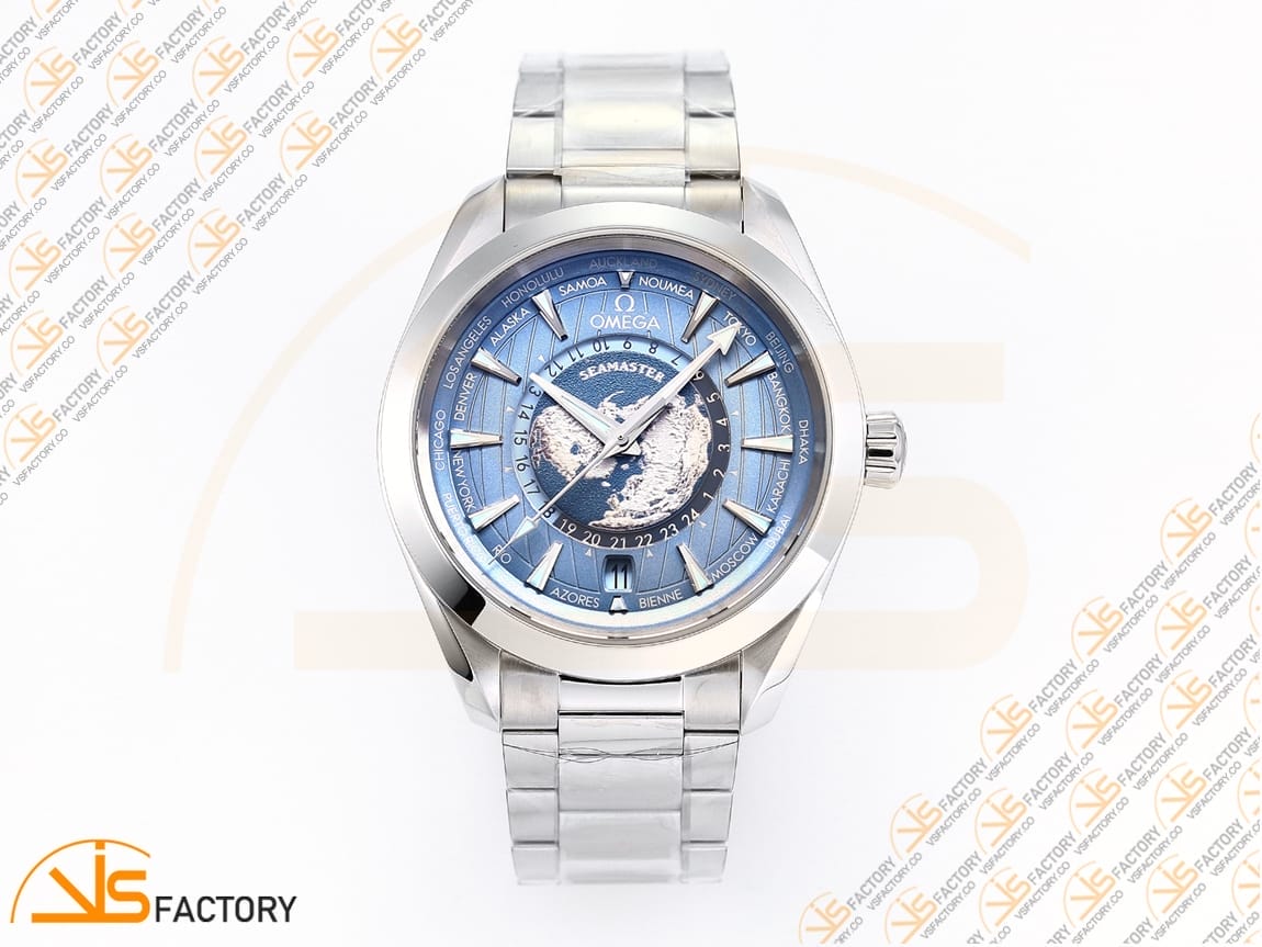 VSFactory (VSF) Omega Aqua Terra Worldtimer 43mm Summer Blue Dial Steel A8938 Movement - 图片 3