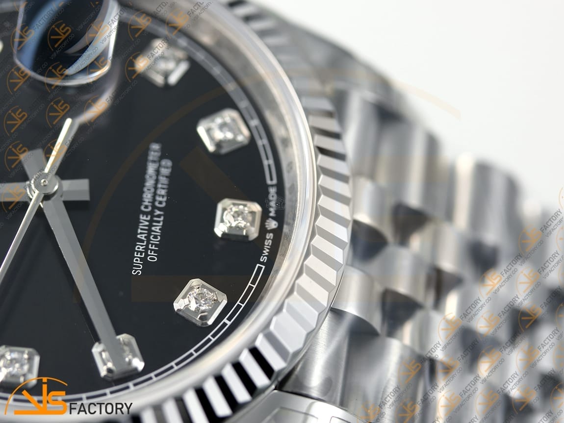 VSFactory (VSF) Rolex DateJust 36 116234 Black Diamonds Dial 904L Steel Jubilee Bracelet VS3235 Movement - 图片 6