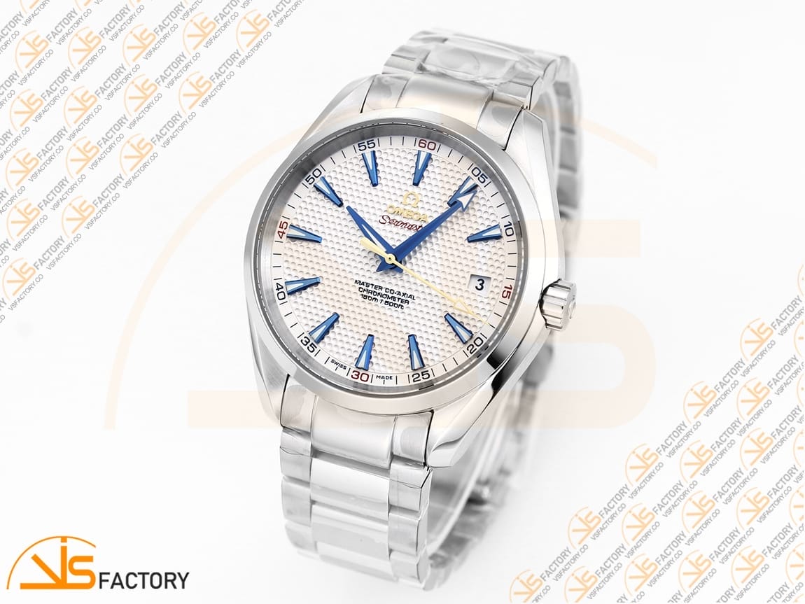 VSFactory (VSF) Omega Aqua Terra 150M White Textured Dial Blue Hands Steel A8500 Movement - 图片 4