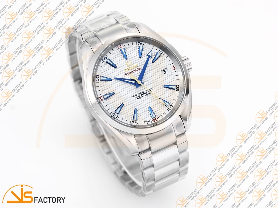 VSFactory (VSF) Omega Aqua Terra 150M White Textured Dial Blue Hands Steel A8500 Movement - 图片 5