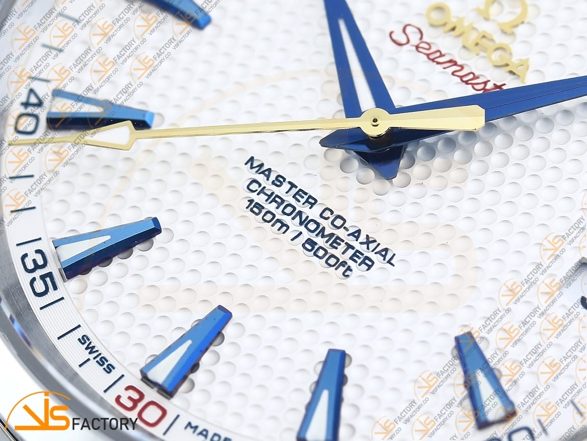VSFactory (VSF) Omega Aqua Terra 150M White Textured Dial Blue Hands Steel A8500 Movement - 图片 6