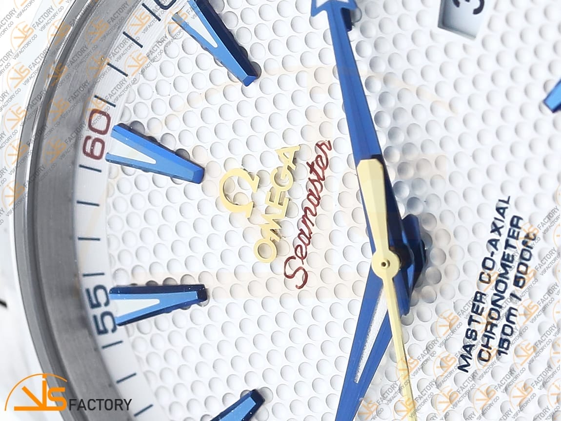 VSFactory (VSF) Omega Aqua Terra 150M White Textured Dial Blue Hands Steel A8500 Movement - 图片 7