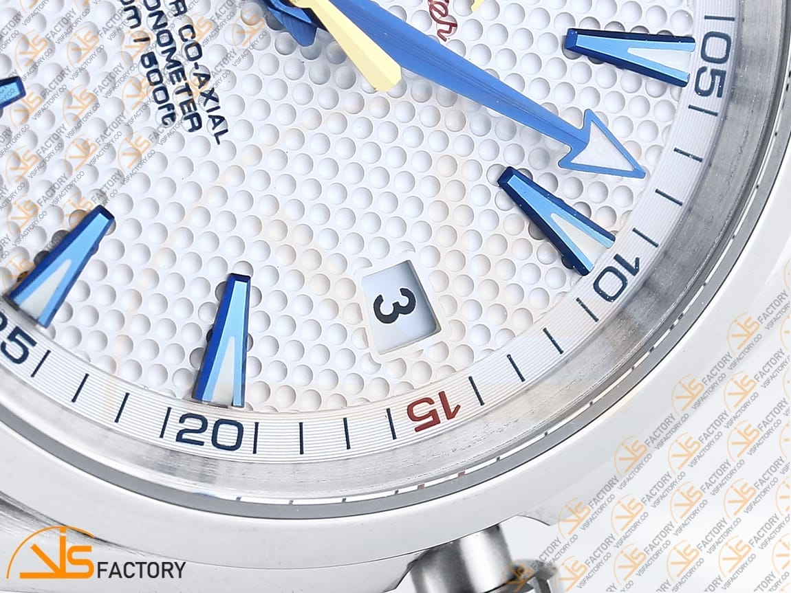 VSFactory (VSF) Omega Aqua Terra 150M White Textured Dial Blue Hands Steel A8500 Movement - 图片 8