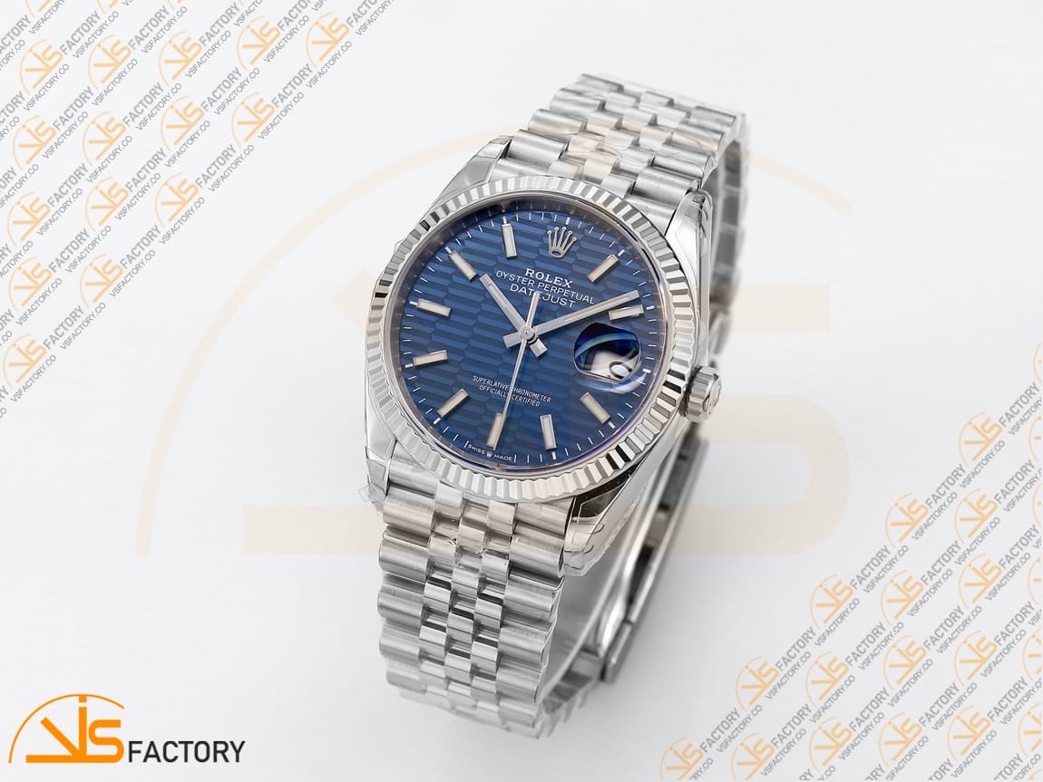 VSFactory (VSF) Rolex DateJust 36 126234 Blue Textured Stick Dial 904L Steel Jubilee Bracelet VS3235 Movement - 图片 4