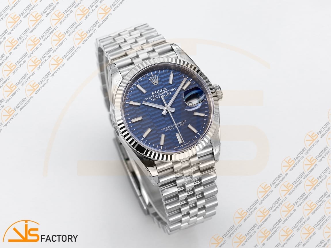 VSFactory (VSF) Rolex DateJust 36 126234 Blue Textured Stick Dial 904L Steel Jubilee Bracelet VS3235 Movement - 图片 5