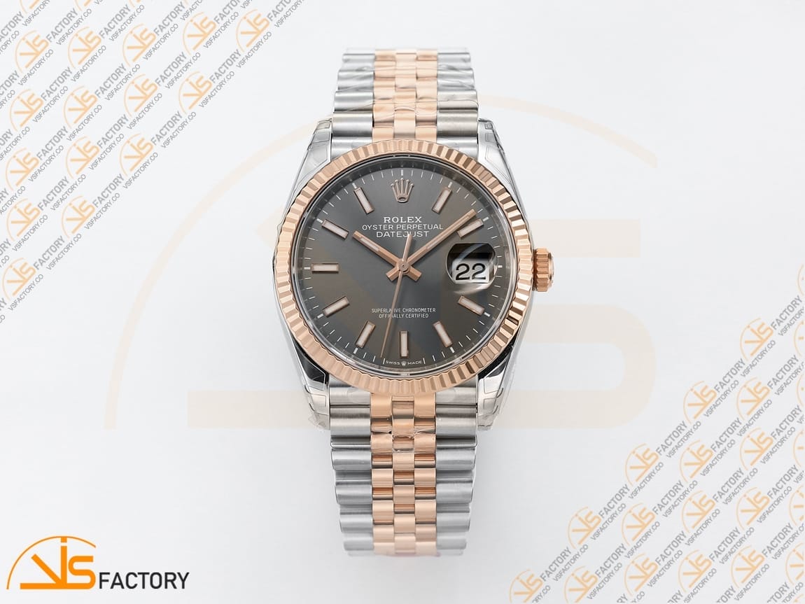 VSFactory (VSF) Rolex DateJust 36 116231 Gray Stick Dial 904L Steel and Rose Gold Jubilee Bracelet VS3235 Movement - 图片 5
