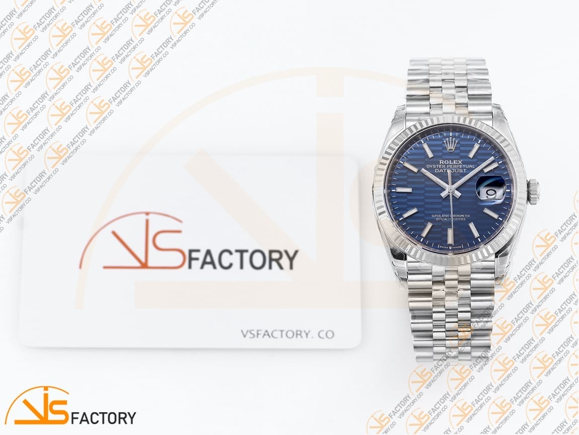 VSFactory (VSF) Rolex DateJust 36 126234 Blue Textured Stick Dial 904L Steel Jubilee Bracelet VS3235 Movement - 图片 2