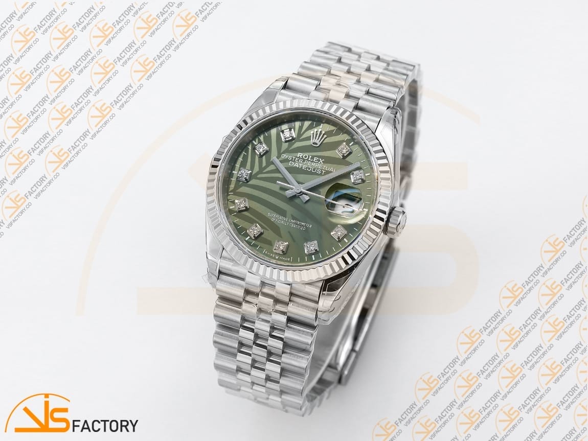VSFactory (VSF) Rolex DateJust 36 126234 Green Leaf Diamonds Dial 904L Steel Jubilee Bracelet VS3235 Movement - 图片 4