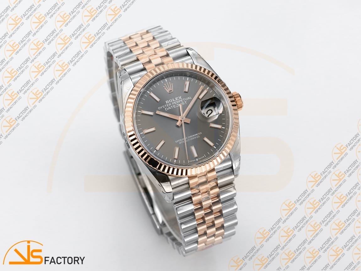 VSFactory (VSF) Rolex DateJust 36 116231 Gray Stick Dial 904L Steel and Rose Gold Jubilee Bracelet VS3235 Movement - 图片 3