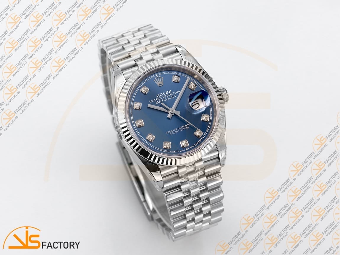 VSFactory (VSF) Rolex DateJust 36 126234 Blue Diamonds Dial 904L Steel Jubilee Bracelet VS3235 Movement - 图片 5