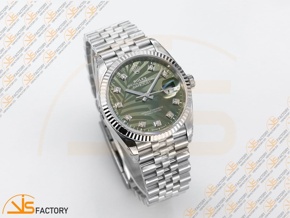 VSFactory (VSF) Rolex DateJust 36 126234 Green Leaf Diamonds Dial 904L Steel Jubilee Bracelet VS3235 Movement - 图片 5