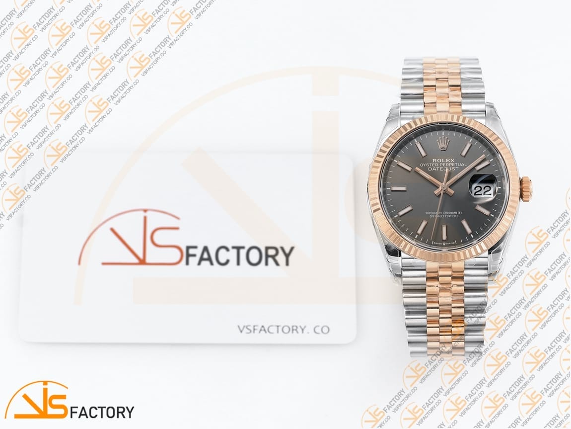 VSFactory (VSF) Rolex DateJust 36 116231 Gray Stick Dial 904L Steel and Rose Gold Jubilee Bracelet VS3235 Movement - 图片 2