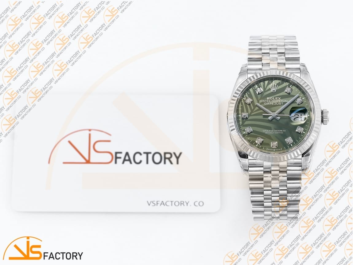 VSFactory (VSF) Rolex DateJust 36 126234 Green Leaf Diamonds Dial 904L Steel Jubilee Bracelet VS3235 Movement - 图片 2