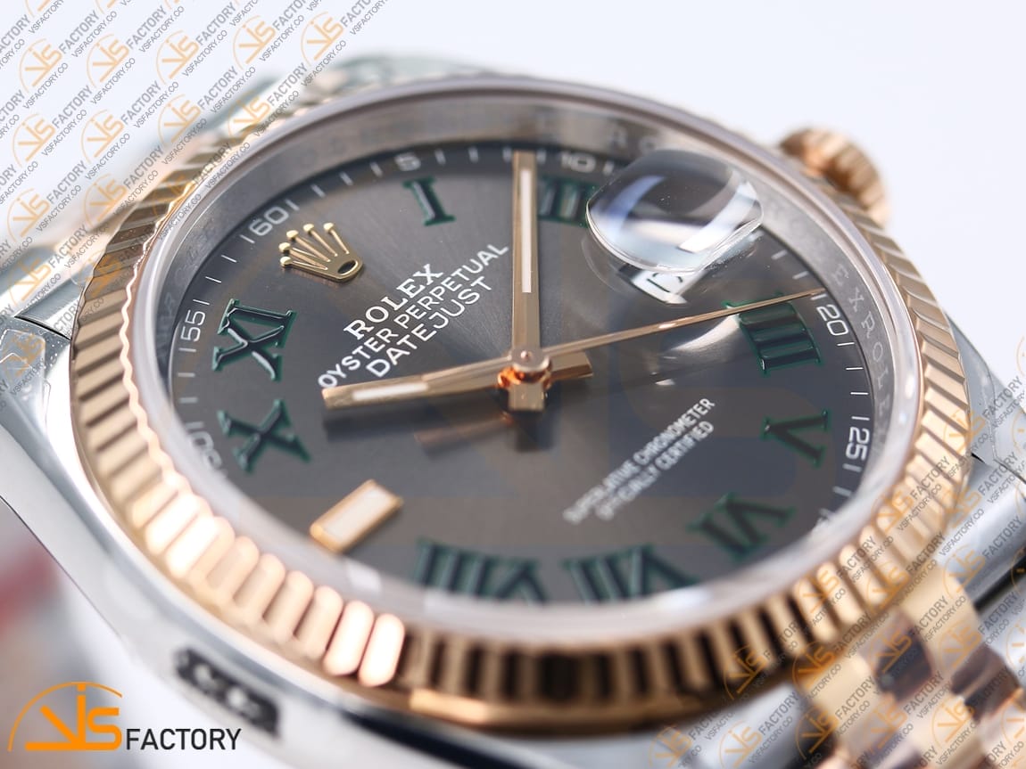 VSFactory (VSF) Rolex DateJust 36 126231 Gray Dial Green Roman Marker 904L Steel and Rose Gold Jubilee Bracelet VS3235 Movement - 图片 10