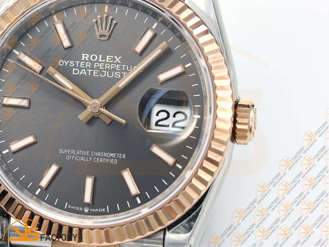 VSFactory (VSF) Rolex DateJust 36 116231 Gray Stick Dial 904L Steel and Rose Gold Jubilee Bracelet VS3235 Movement - 图片 9