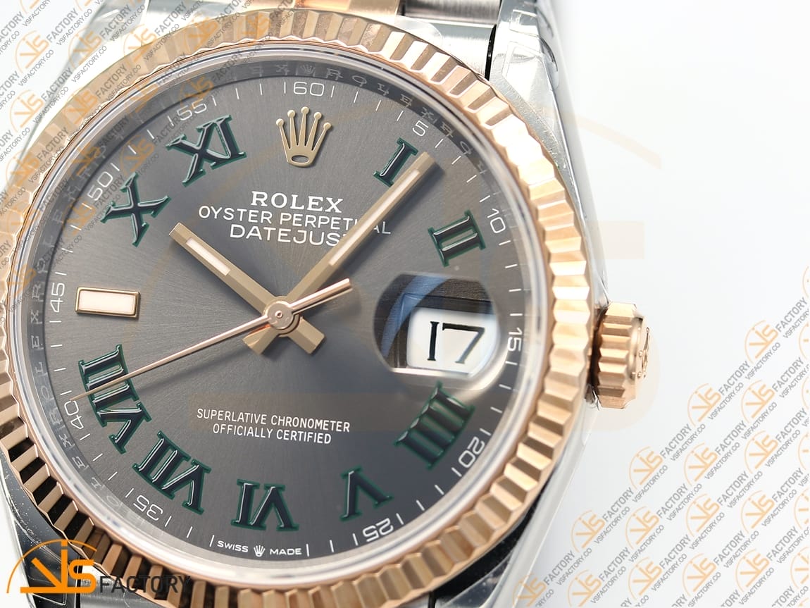 VSFactory (VSF) Rolex DateJust 36 126231 Gray Dial Green Roman Marker 904L Steel and Rose Gold Jubilee Bracelet VS3235 Movement - 图片 7
