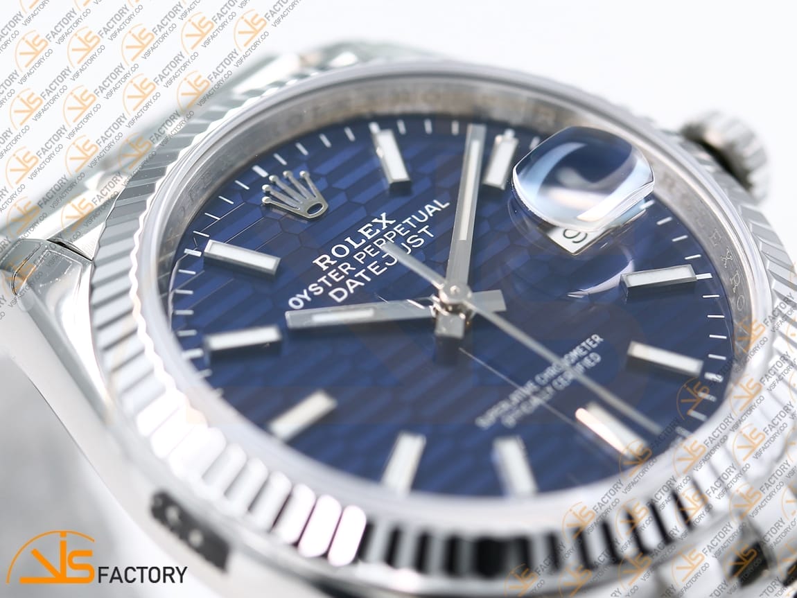 VSFactory (VSF) Rolex DateJust 36 126234 Blue Textured Stick Dial 904L Steel Jubilee Bracelet VS3235 Movement - 图片 8