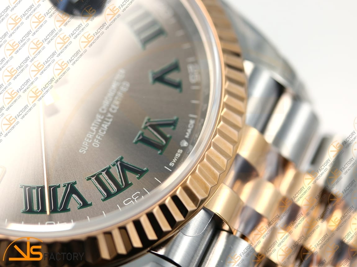 VSFactory (VSF) Rolex DateJust 36 126231 Gray Dial Green Roman Marker 904L Steel and Rose Gold Jubilee Bracelet VS3235 Movement - 图片 8