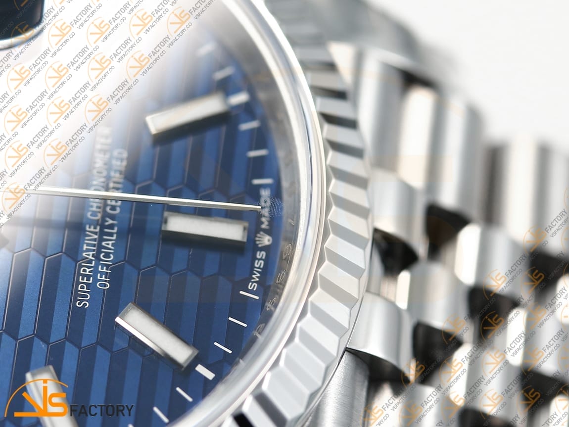 VSFactory (VSF) Rolex DateJust 36 126234 Blue Textured Stick Dial 904L Steel Jubilee Bracelet VS3235 Movement - 图片 6