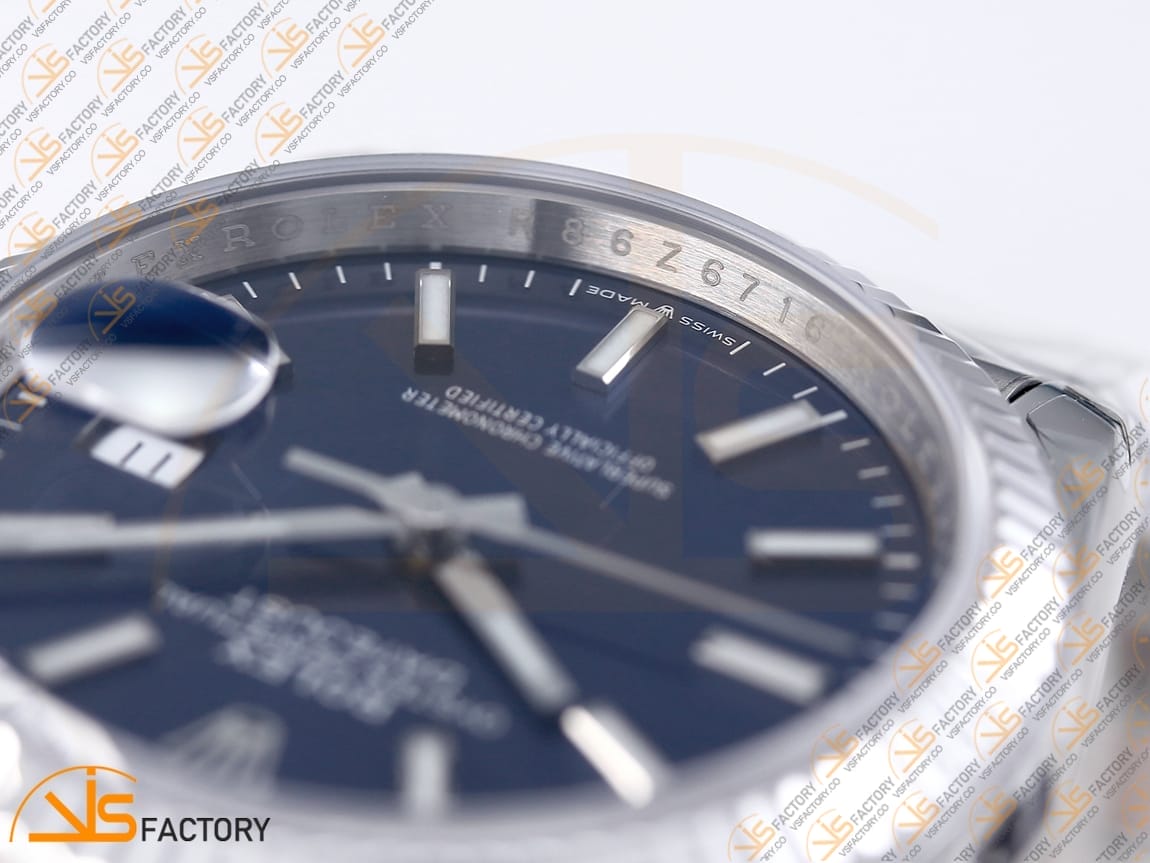 VSFactory (VSF) Rolex DateJust 36 126234 Blue Stick Dial 904L Steel Jubilee Bracelet VS3235 Movement - 图片 8
