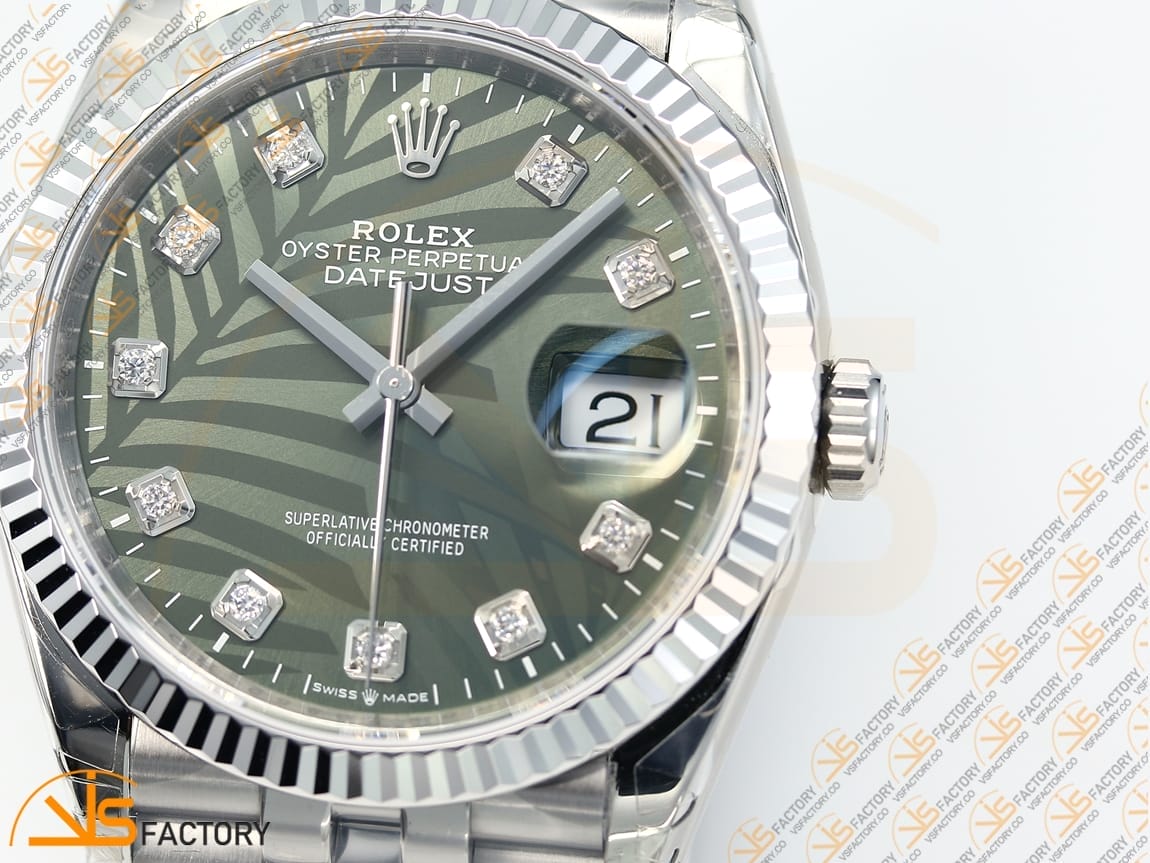 VSFactory (VSF) Rolex DateJust 36 126234 Green Leaf Diamonds Dial 904L Steel Jubilee Bracelet VS3235 Movement - 图片 6