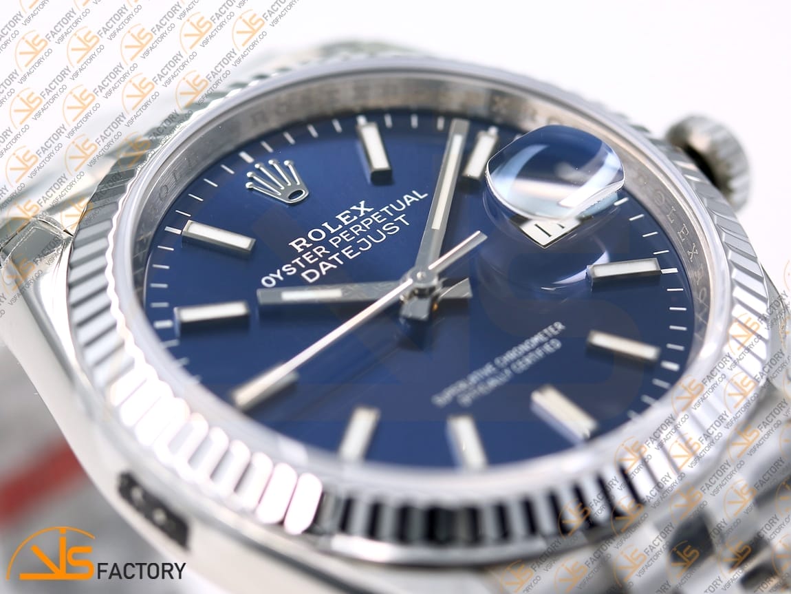 VSFactory (VSF) Rolex DateJust 36 126234 Blue Stick Dial 904L Steel Jubilee Bracelet VS3235 Movement - 图片 7