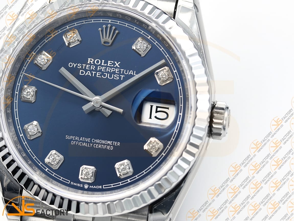 VSFactory (VSF) Rolex DateJust 36 126234 Blue Diamonds Dial 904L Steel Jubilee Bracelet VS3235 Movement - 图片 7