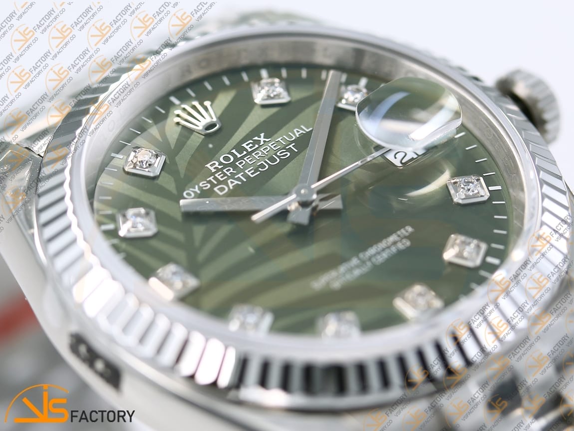 VSFactory (VSF) Rolex DateJust 36 126234 Green Leaf Diamonds Dial 904L Steel Jubilee Bracelet VS3235 Movement - 图片 8