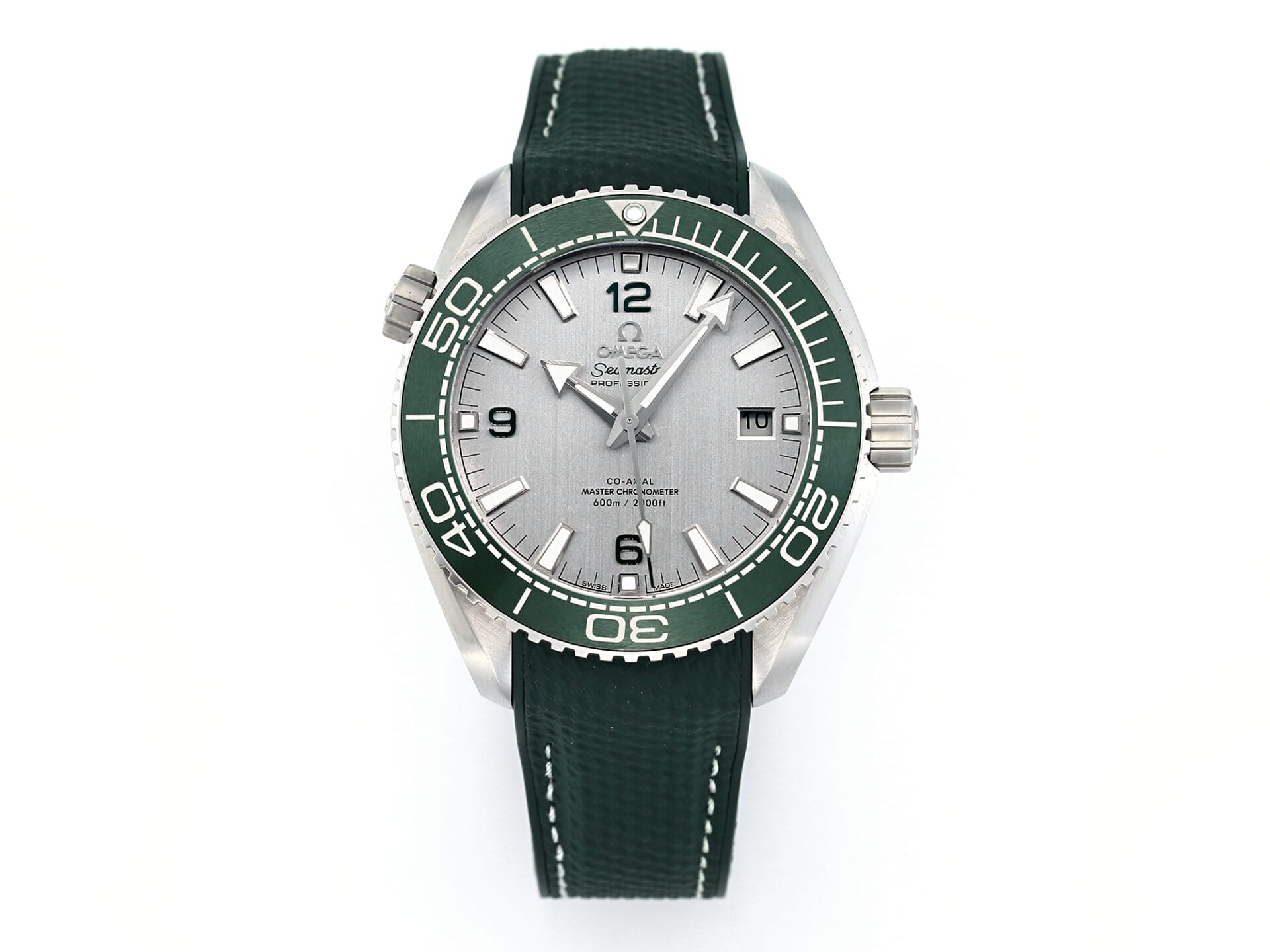 VSFactory (VSF) Omega Planet Ocean 43.5mm White Dial SS Case Green Bezel Green Rubber Strap A8900 Movement
