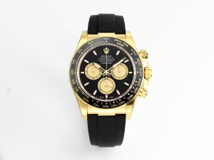 VS Factory Rolex Daytona 126518 Black Dial Yellow Gold Oysterflex Strap Weighted VS4131 Movement