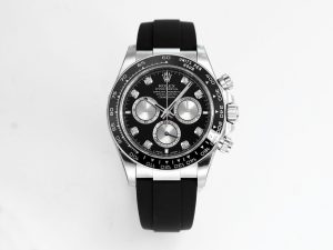 VS Factory Rolex Daytona 126519 Black Silver Diamonds Dial White Gold Oysterflex Strap Weighted VS4131 Movement