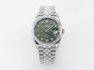 VSFactory (VSF) Rolex DateJust 36 126234 Green Leaf Diamonds Dial 904L Steel Jubilee Bracelet VS3235 Movement