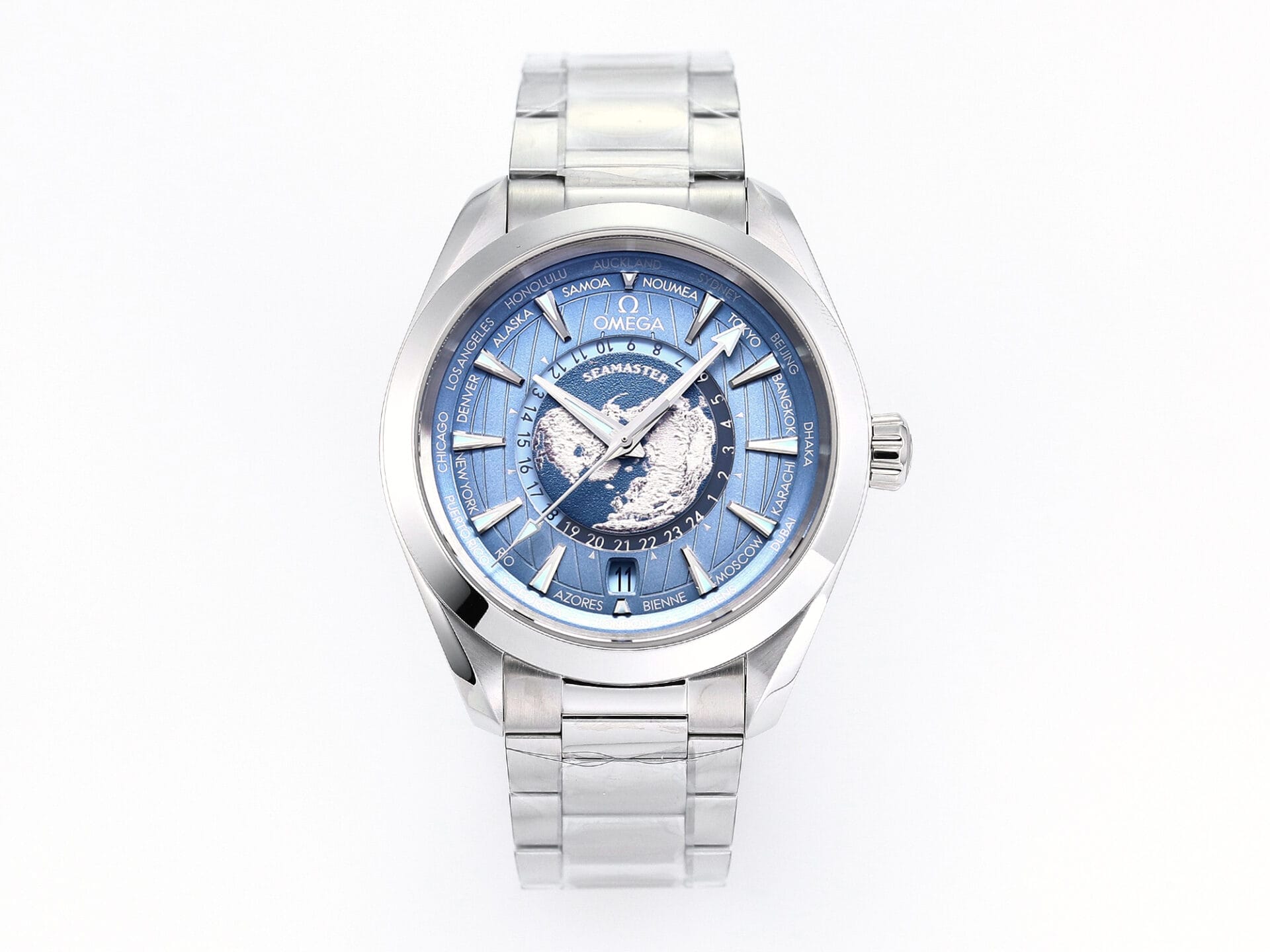 VSFactory (VSF) Omega Aqua Terra Worldtimer 43mm Summer Blue Dial Steel A8938 Movement