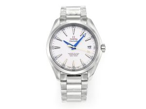 VSFactory (VSF) Omega Aqua Terra 150M White Textured Dial Blue Hands Steel A8500 Movement