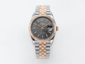 VSFactory (VSF) Rolex DateJust 36 116231 Gray Stick Dial 904L Steel and Rose Gold Jubilee Bracelet VS3235 Movement