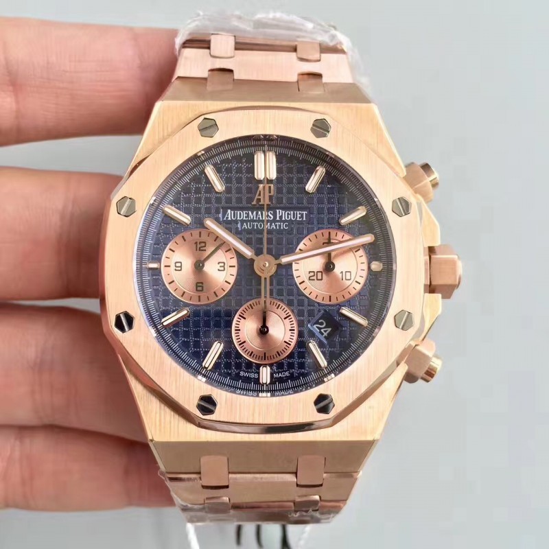 AP Royal Oak Chronograph Ref.26331 Rose Gold Silver Dial Swiss Replica - Image 6
