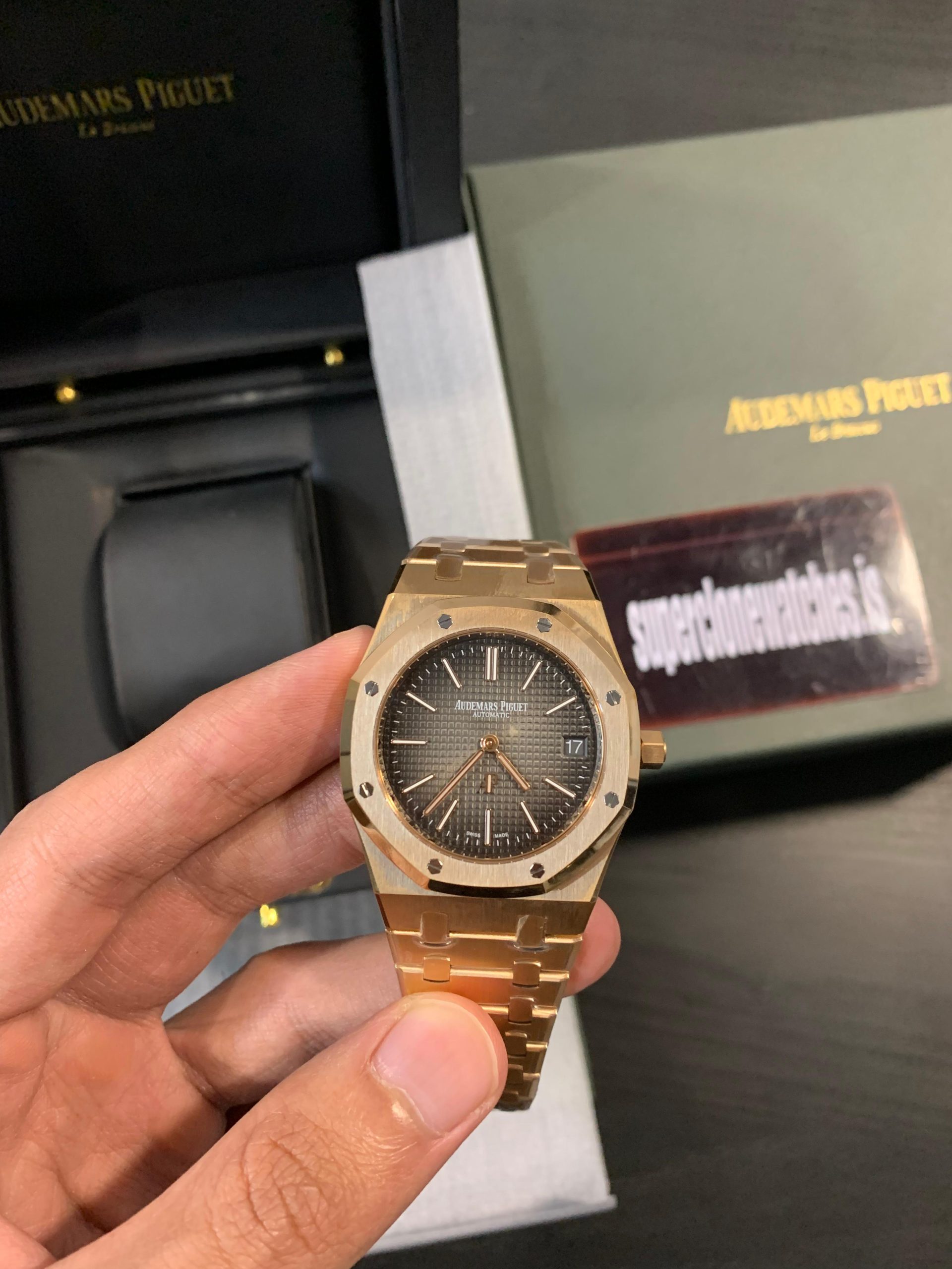 Audemars Piguet Royal Oak Jumbo 16202 Rose Gold Slate Grey Gradient Dial 50th Anniversary Replica - Image 2