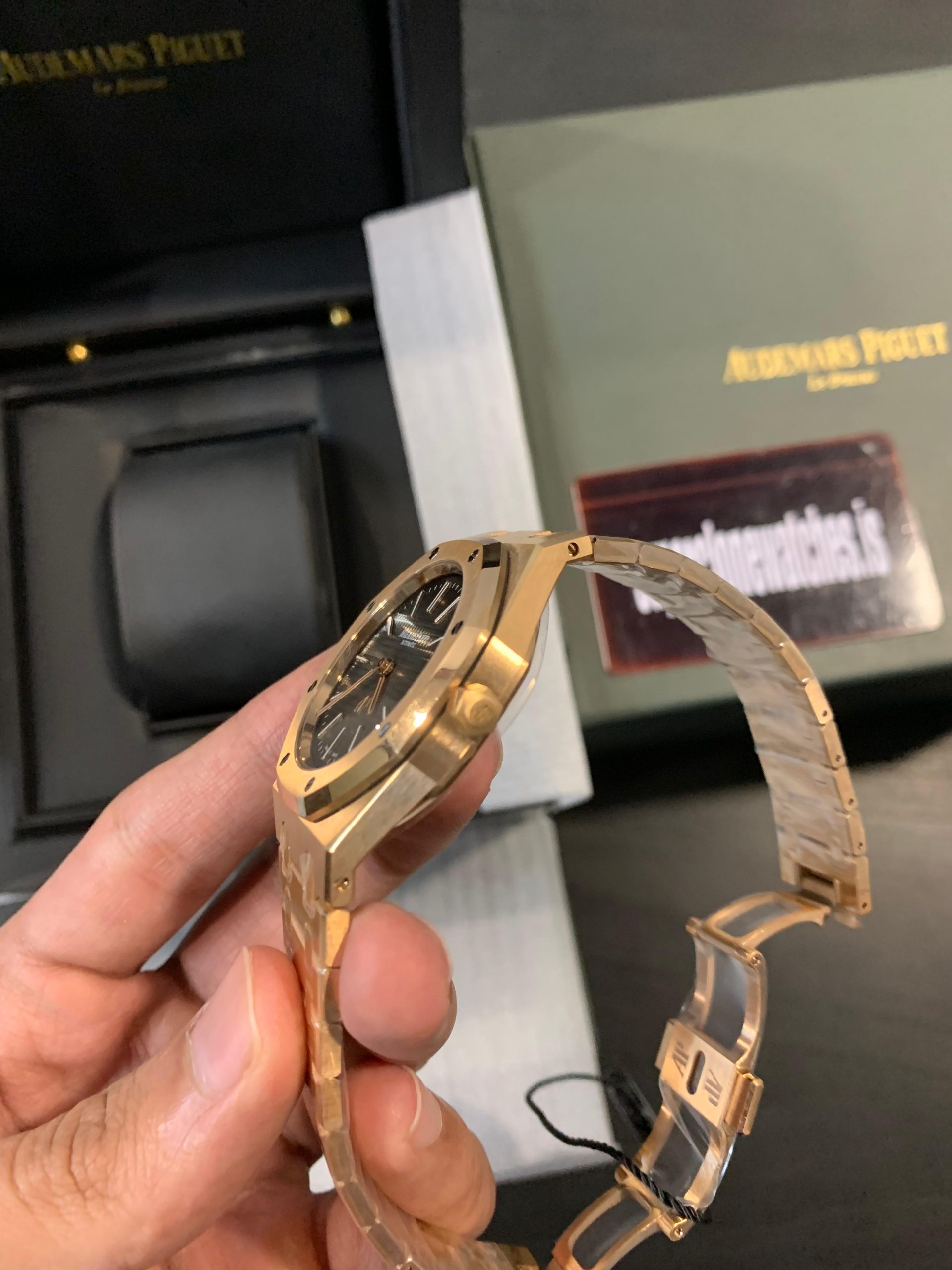 Audemars Piguet Royal Oak Jumbo 16202 Rose Gold Slate Grey Gradient Dial 50th Anniversary Replica - Image 3