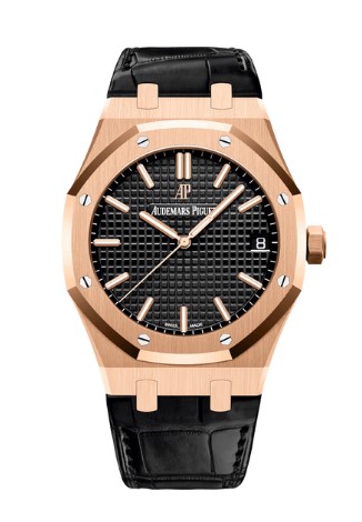 AP Royal Oak 15500 Black Dial Rose Gold Leather Strap Super Clone - Image 2