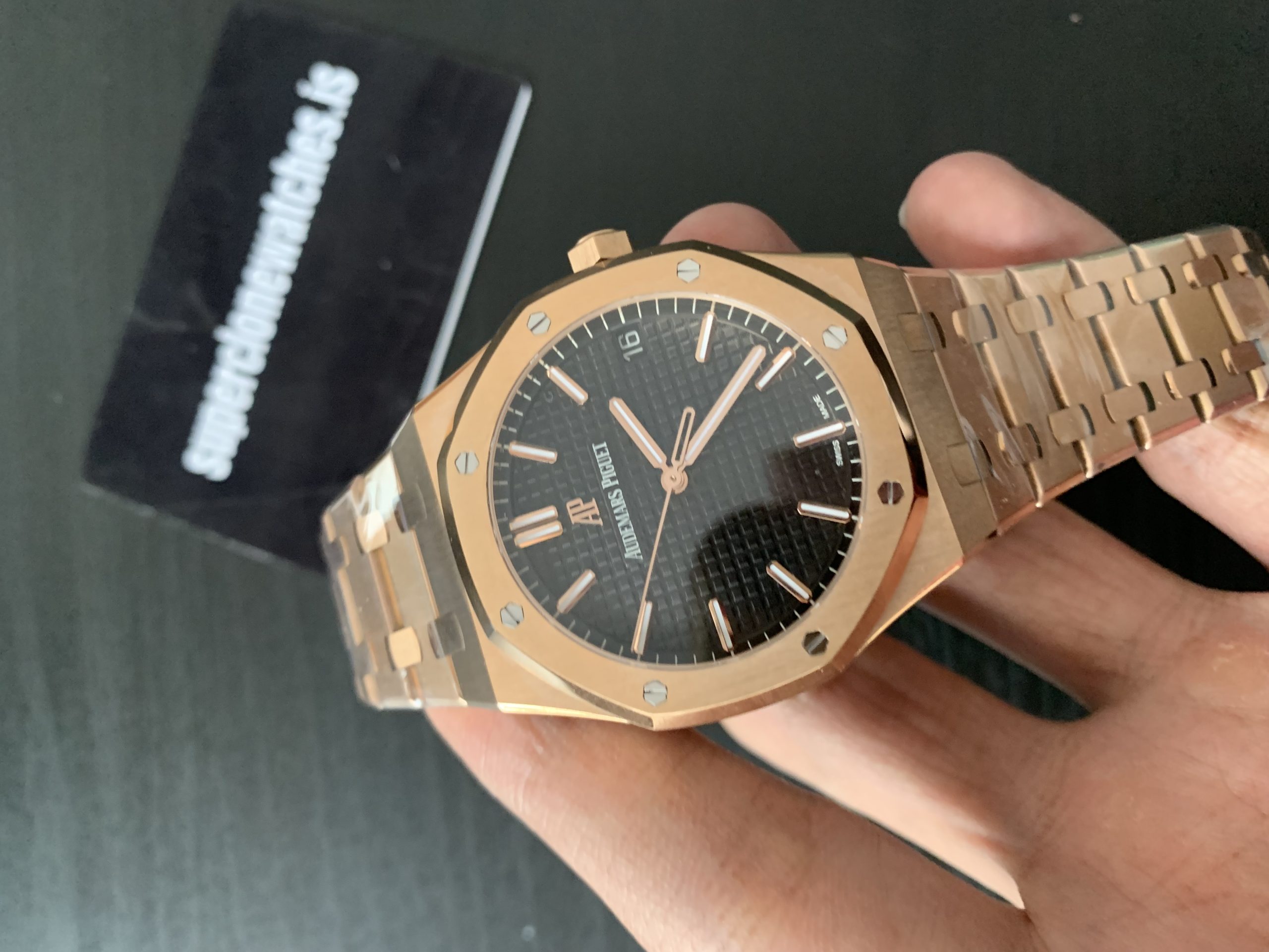 AP Royal Oak Rose Gold Black Dial 15500 Super Clone - Image 4
