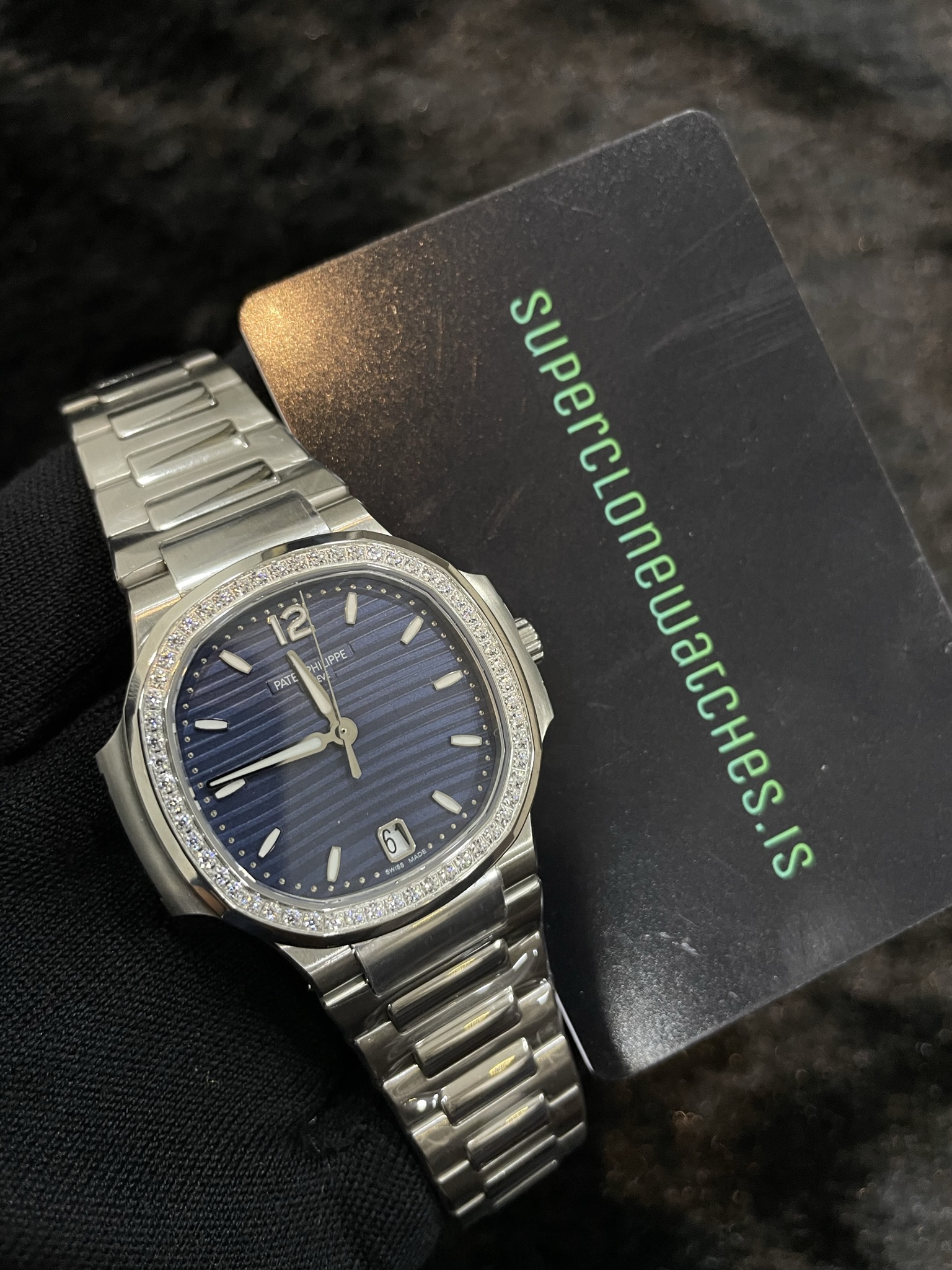 Patek Philippe Ladies Nautilus 7118/1200A Stainless Steel Blue Dial Diamond Hour Markers Super Clone - Image 7