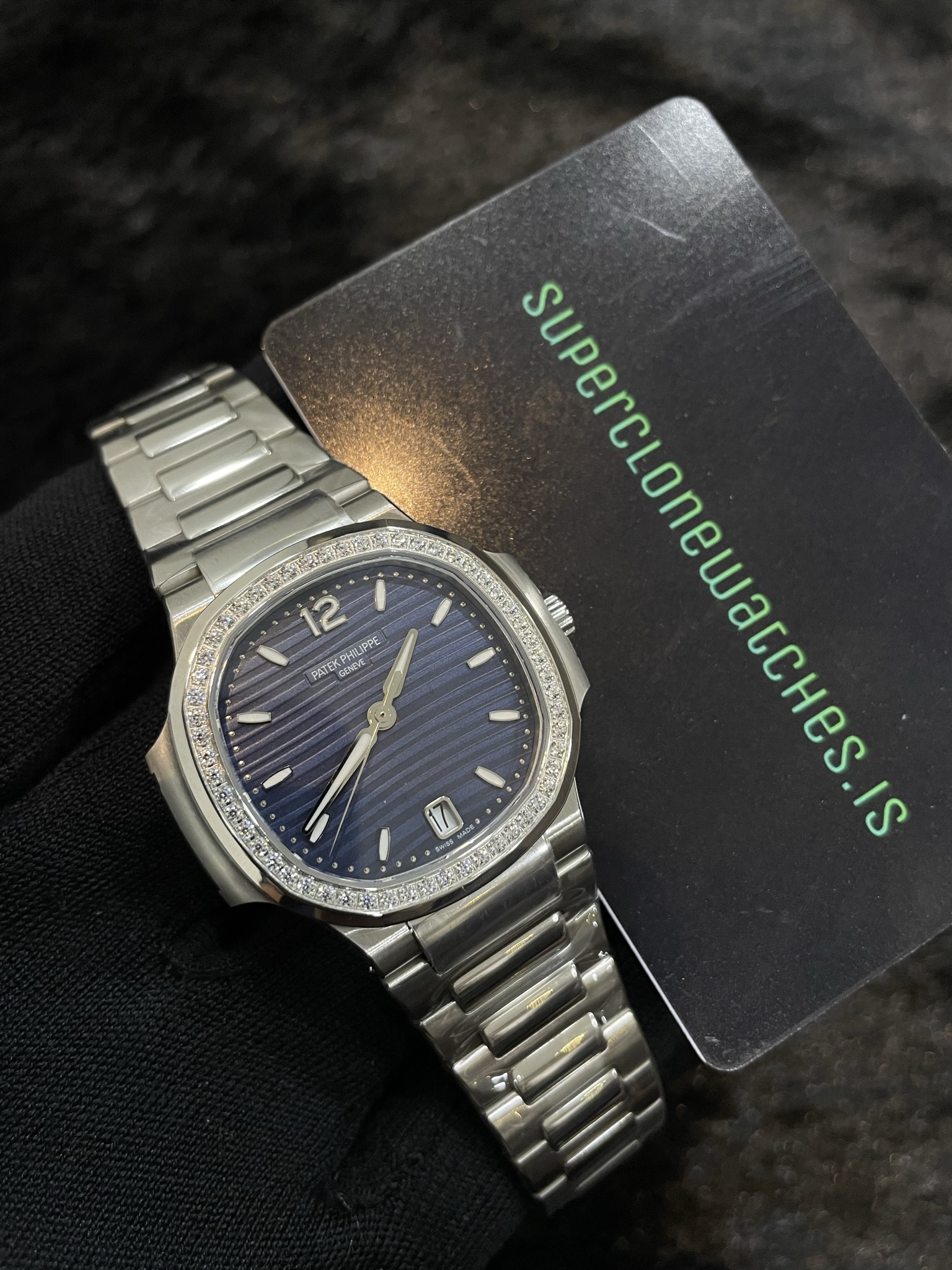Patek Philippe Ladies Nautilus 7118/1200A Stainless Steel Blue Dial Diamond Hour Markers Super Clone - Image 5