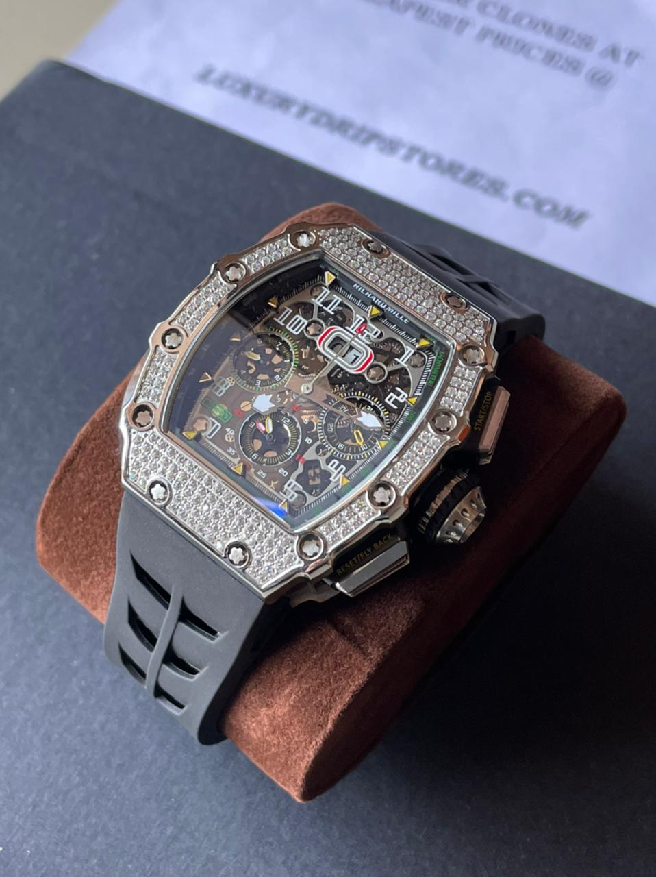 Iced out Richard Mille RM011-03 Titanium silver Replica - Image 7