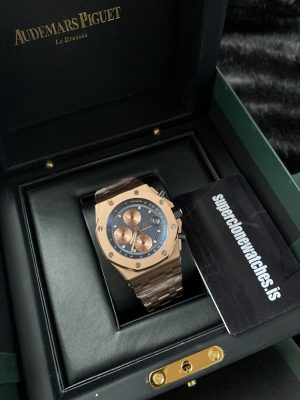 AP Royal oak Offshore 26238 Rose Gold Blue Dial Chrono 1:1 Swiss Super Replica