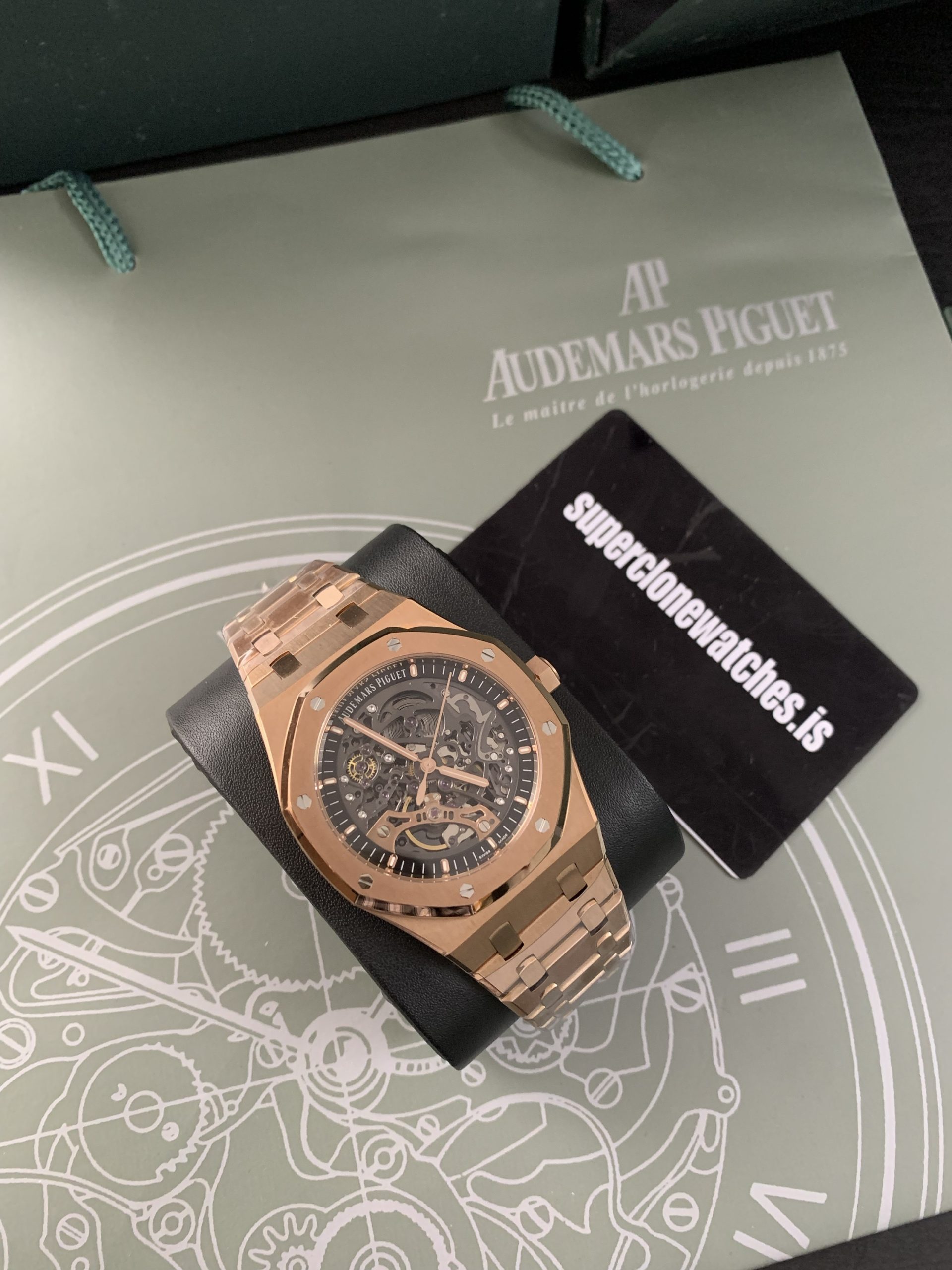 Audemars Piguet Royal Oak Skeleton Rose Gold Ref15407 Super Clone Replica - Image 3