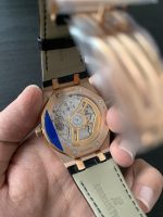 AP Royal Oak 15500 Black Dial Rose Gold Leather Strap Super Clone