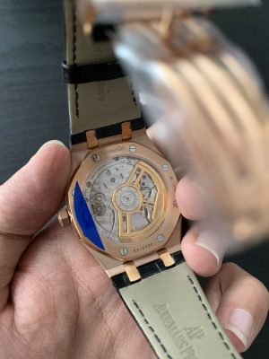 AP Royal Oak 15500 Black Dial Rose Gold Leather Strap Super Clone