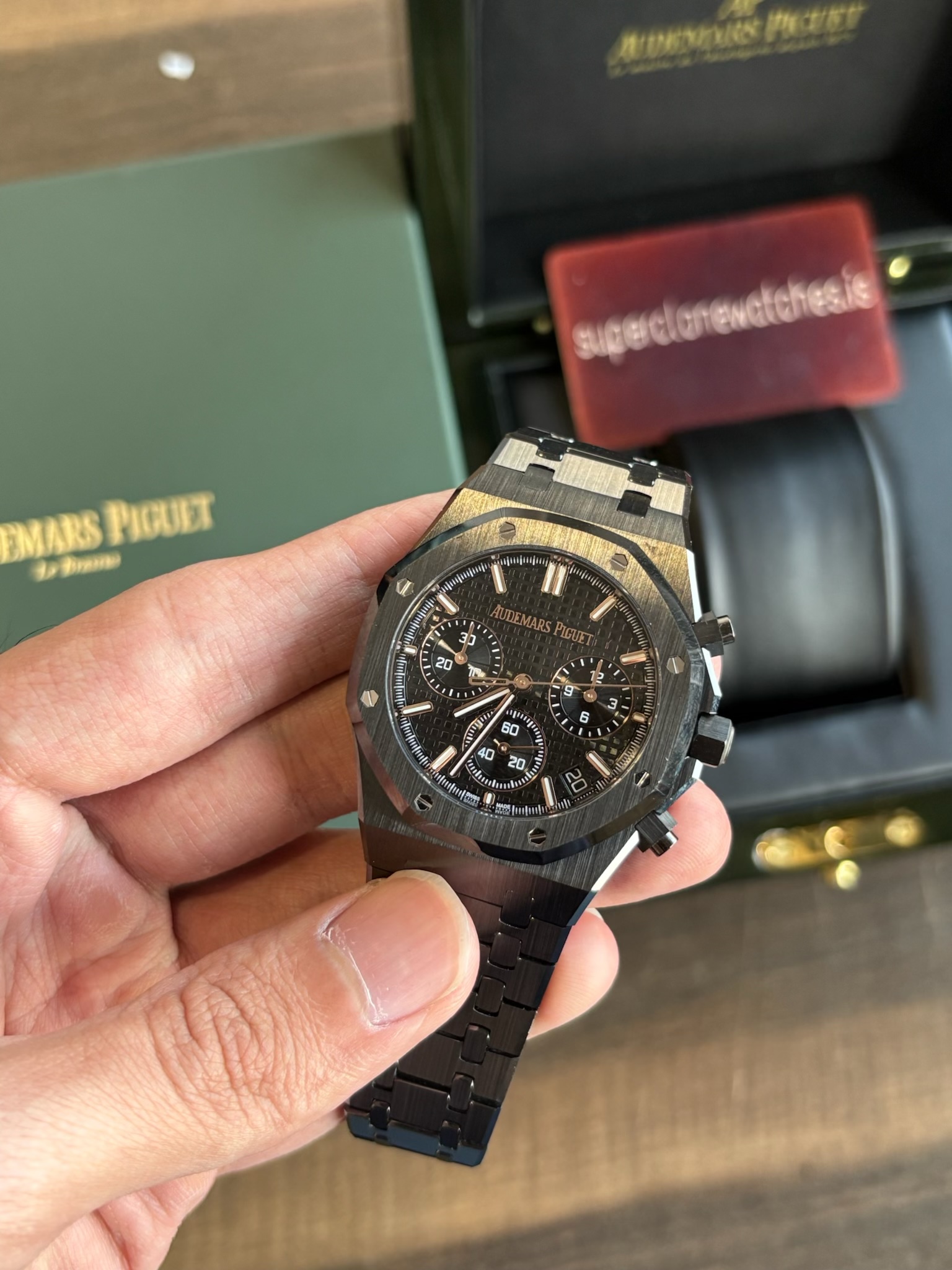 AP Royal Oak Chronograph Ceramic All Black Replica With 4401 Clone Movement - Image 2